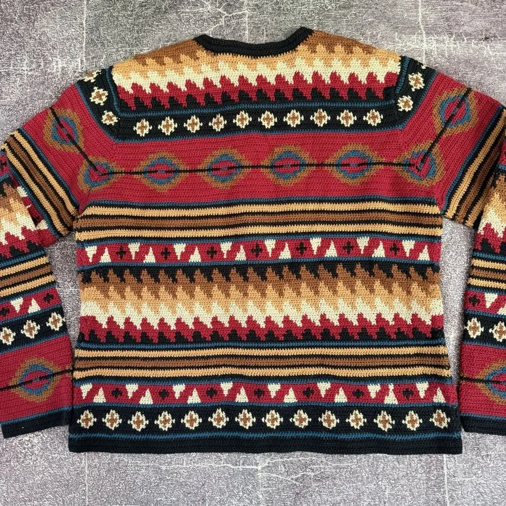 Women's Vintage Y2K Pendleton Tribal Aztec Red Button Up Cardigan Sweater Sz M